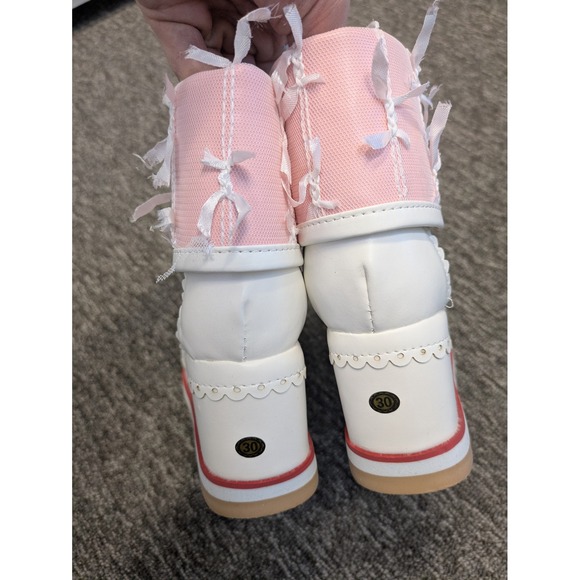 HILIB Girls Lolita Cosplay Pink & White Lace Wedge Shoes‎ Size 12.5 main image 6